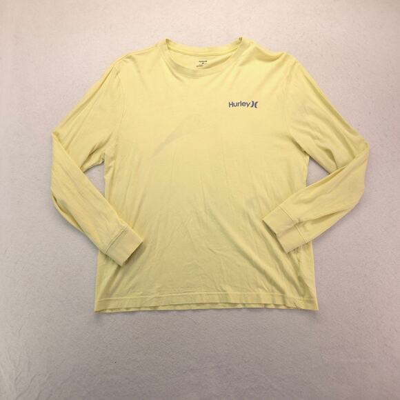 Hurley Casual Crew Neck Long Sleeve Graphic T-Shirt Mens Size Medium M Yellow - Picture 2 of 9